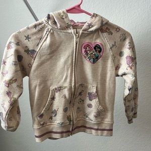 Girls size 7 Disney Princess zip up hooded sweatshirt.